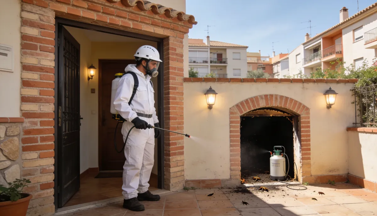Técnico de control de plagas en garaje de comunidad de vecinos de València centro - Sanea Plagas València